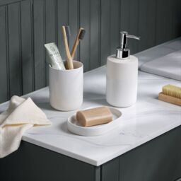 GoodHome Koros Gloss & Matt White Ceramic Tumbler - thumbnail 4