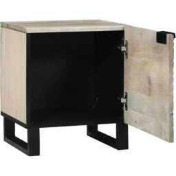 Bedside Cabinet Tables X 2 Solid Acacia Wood Bedroom Nightstand Storage Units - thumbnail 5