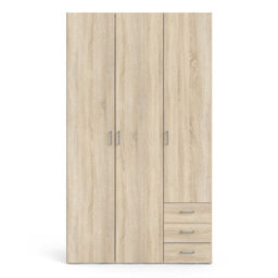 Wyld Haus Berlin Natural Oak 3-Door Wardrobe With 3 Drawers And 2 Shelves - thumbnail 3