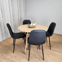 Kosy Koala Dining Table And 4 Chairs Round Wood Effect Table With 4 Grey Chairs Dining Room Furniture - thumbnail 5