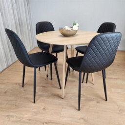 Kosy Koala Dining Table And 4 Chairs Round Wood Effect Table With 4 Grey Chairs Dining Room Furniture - thumbnail 6
