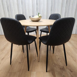 Kosy Koala Dining Table And 4 Chairs Round Wood Effect Table With 4 Grey Chairs Dining Room Furniture