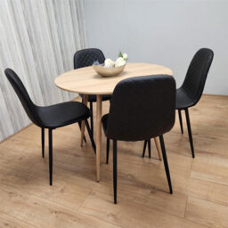Kosy Koala Dining Table And 4 Chairs Round Wood Effect Table With 4 Grey Chairs Dining Room Furniture - thumbnail 4