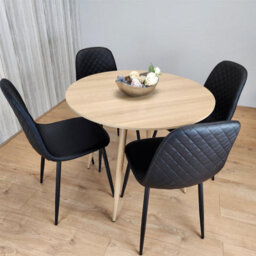 Kosy Koala Dining Table And 4 Chairs Round Wood Effect Table With 4 Grey Chairs Dining Room Furniture - thumbnail 7