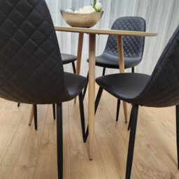 Kosy Koala Dining Table And 4 Chairs Round Wood Effect Table With 4 Grey Chairs Dining Room Furniture - thumbnail 3