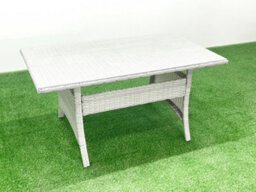 Fimous Rattan Garden Outdoor Furniture Set 12 Seater Garden Sofa Rectangulr Dining Table Set 3 Stools Side Table Light Grey - thumbnail 3