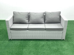 Fimous Rattan Garden Outdoor Furniture Set 12 Seater Garden Sofa Rectangulr Dining Table Set 3 Stools Side Table Light Grey - thumbnail 4