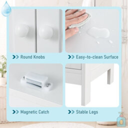 Costway Bathroom Floor Cabinet Wooden Freestanding Storage Cupboard With Adjustable Shelf White - thumbnail 9