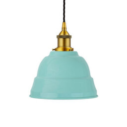 Duck Egg Blue Lincoln Painted Dome Pendant Light With Antique Gold Lamp Holder And Black Twisted Cable - Se Home - thumbnail 1