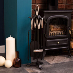 Lassic Fire Vida 5 Piece Buxton Black & Nickel Companion Set - Shovel, Brush, Poker, Tong