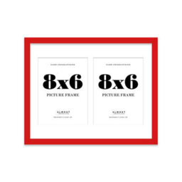 14X11 Inch 2 Opening Photo Collage Frame, Display Two 8X6 Inch Photos, Multi Aperture Family Picture Frame, Red - thumbnail 2