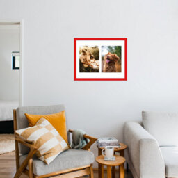 14X11 Inch 2 Opening Photo Collage Frame, Display Two 8X6 Inch Photos, Multi Aperture Family Picture Frame, Red - thumbnail 3