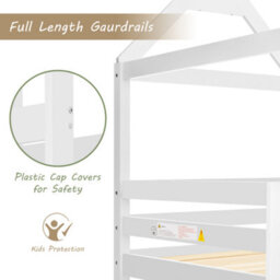 Bunk Bed, Kid Cabin Bed, Single Bed For Kids, Twin Sleeper, Solid Pine Wood,3Ft White - thumbnail 3