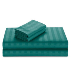 Casabella Satin Stripe Duvet Cover Sets Bedding With Satin Stripes, Jade Superking Duvet Cover Stripe & Pillowcases - thumbnail 5