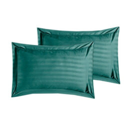 Casabella Satin Stripe Duvet Cover Sets Bedding With Satin Stripes, Jade Superking Duvet Cover Stripe & Pillowcases - thumbnail 6