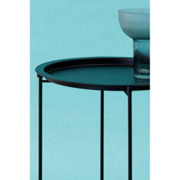 Orsina Black Grey Metal Round Side Table, Modern Design Bedside Table For Bedroom, Functional Livingroom Sidetable - thumbnail 4