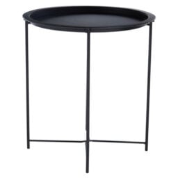 Orsina Black Grey Metal Round Side Table, Modern Design Bedside Table For Bedroom, Functional Livingroom Sidetable - thumbnail 2