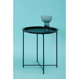 Orsina Black Grey Metal Round Side Table, Modern Design Bedside Table For Bedroom, Functional Livingroom Sidetable - thumbnail 3