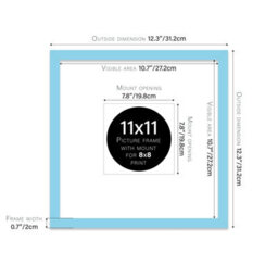 "11X11"" Light Blue Picture Frame - 11X11"" Square Frame With 8X8"" Mount For 11X11""/8X8"" Pictures Moderrn Style Thin Edge, 1 Pack" - thumbnail 2