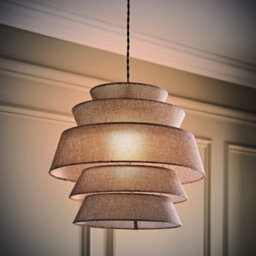 Valuelights Valerie 5 Tier Grey Linen Ceiling Lamp Shade And Bulb (D)40Cm
