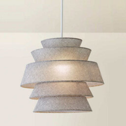 Valuelights Valerie 5 Tier Grey Linen Ceiling Lamp Shade And Bulb (D)40Cm - thumbnail 4