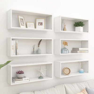 Vidaxl Wall Cube Shelf 6 Pcs White 60X15X23 Cm Engineered Wood - image 1