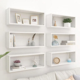 Vidaxl Wall Cube Shelf 6 Pcs White 60X15X23 Cm Engineered Wood - thumbnail 1