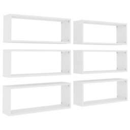 Vidaxl Wall Cube Shelf 6 Pcs White 60X15X23 Cm Engineered Wood - thumbnail 2