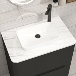 Royal Bathrooms Venice 700mm Matt Nocturne Black Freestanding Bathroom Countertop Vanity Unit 2 Drawer With Qubix Basin - thumbnail 6