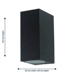 First Choice Lighting Falmouth - Black Up Down Outdoor Ip44 Wall Light - thumbnail 4