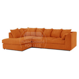 Furnishings For Less UK Luxor Orange Jumbo Cord Large 5 Seater Corner Sofa Long Left Hand Facing