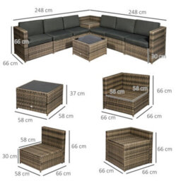 Wyld Haus Lofa 6-Seater Modular Rattan Outdoor Corner Sofa Set With Cushions And Glass Coffee Table - thumbnail 4