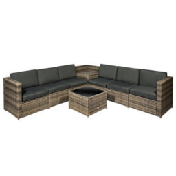 Wyld Haus Lofa 6-Seater Modular Rattan Outdoor Corner Sofa Set With Cushions And Glass Coffee Table - thumbnail 2