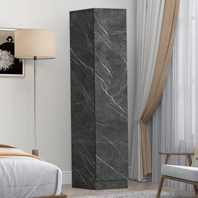 Zita Compact 1-Door Wardrobe In Grey Marble Effect - Bedroom Storage, (L) 50Cm X (W) 37.5Cm X (H) 180Cm, Stylish And Space-Saving - image 1