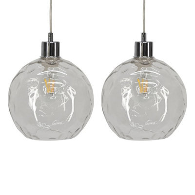 First Choice Lighting Set Of 2 Barnum - Clear Dimpled Glass Easy Fit Pendant Shades - image 1