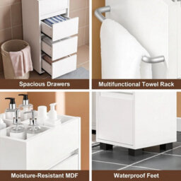 Slim Bathroom Floor Cabinet Storage Unit Tower - thumbnail 5