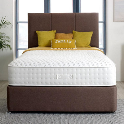 Divan Base Direct Shire Stretton 2000 Pocket Sprung Cool Memory Gel Divan Bed Set 2Ft6 Small Single 2 Drawers Side- Wool Chestnut - image 1