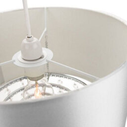 Happy Homewares Modern Grey Satin Fabric Pendant Light Shade With Transparent Acrylic Droplets - thumbnail 2