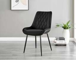Furniturebox Kylo Brown Wood Effect Dining Table & 4 Black Pesaro Black Leg Chairs - thumbnail 2