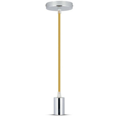 V-Tac Vt3794 High Quality E27 Chrome Metal Cup Pendant Light Beige  Wire (Vt-7338)