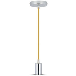 V-Tac Vt3794 High Quality E27 Chrome Metal Cup Pendant Light Beige  Wire (Vt-7338)