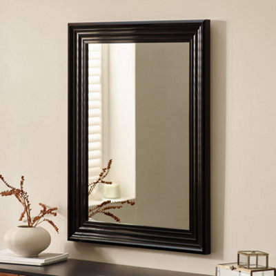 Julian Bowen Tokyo Gloss Black Wall Mirror, Plastic Frame, Rectangular, Wall Mounted, Horizontal Or Veritcal, 85 X 65 X 3.5Cm - image 1
