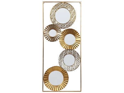 Wyld And Coco Five-Panel Mirror Wall Art Gold Iron Frame 39 X 90 Cm, Handmade - image 1