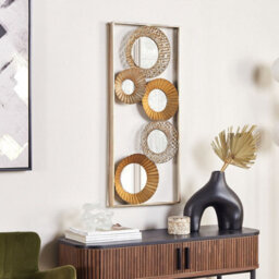 Wyld And Coco Five-Panel Mirror Wall Art Gold Iron Frame 39 X 90 Cm, Handmade - thumbnail 2