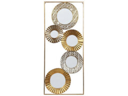 Wyld And Coco Five-Panel Mirror Wall Art Gold Iron Frame 39 X 90 Cm, Handmade - thumbnail 1
