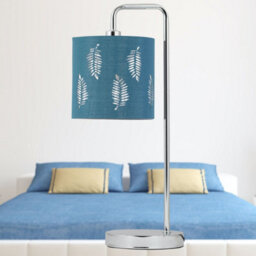First Choice Lighting Chrome Arched Table Lamp With Teal Fern Cut Out Shade - thumbnail 7