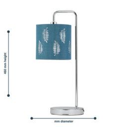 First Choice Lighting Chrome Arched Table Lamp With Teal Fern Cut Out Shade - thumbnail 8