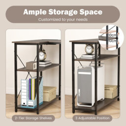 Costway L-Shaped Desk With Power Outlet Home Office Computer Desk With Reversible Shelves-Grey - thumbnail 5