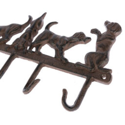 Homescapes Brown Cast Iron Wall Mounted Hooks With Decorative Dogs - thumbnail 2