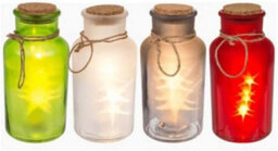Set Of 2 Led Hanging Decoration Jars 18Cm 5 Led Hanging Night Light Lamp Indoor & Outdoor - thumbnail 1